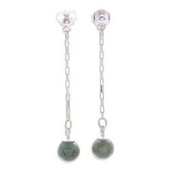 Chiang Rai Rain,'Artisan Crafted Jade Dangle Earrings'