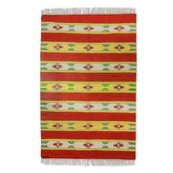 Wool area rug, Scarlet Garden (4x6)
