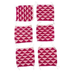 Zapotec Diamond in Fuchsia,'Set of 6 Hand Loomed Wool Coasters in Fuchsia and Pink'