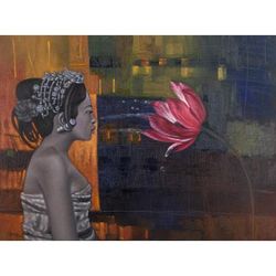 Women Dialogue,'Signed Original Balinese Painting'