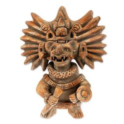 Zapotec Bat Deity Urn,'Collectible Zapotec Ceramic Statuette Museum Replica'