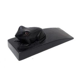 Helpful Toad in Black,'Handcrafted Suar Wood Toad Doorstop in Black from Bali'