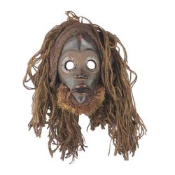 Strong Protector,'Handcrafted African Wood and Jute Mask from Ghana'