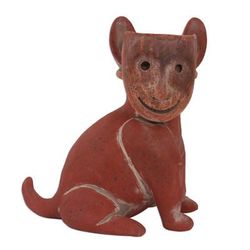 Masked Dog,'Handmade Rustic Ceramic Dog Sculpture from Mexico'
