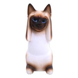'Hear No Evil Siamese Cat' - Artisan Crafted Wood Sculpture