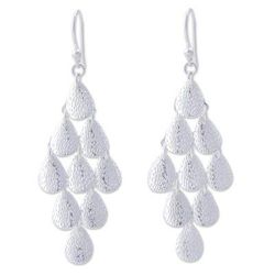 'Rain' - Modern Sterling Silver Chandelier Earrings