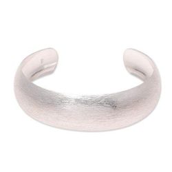 'Brushed-Satin Sterling Silver Cuff Bracelet from India'