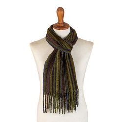 Amazonas Lights,'Handwoven Striped Multicolored Baby Alpaca Blend Scarf'