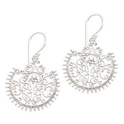 Lace Fan,'Sterling Silver Dangle Earrings'