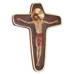 'Byzantine Crucifix' - Cedar Wood Cross Relief Panel Wall Art