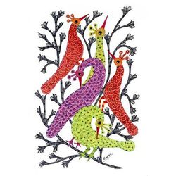 Peacock Family,'Gond painting'