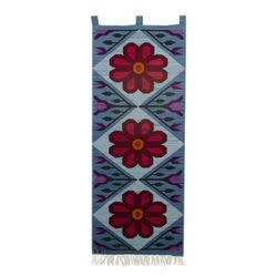 Sweet Flowers,'Floral Wool Tapestry from Peru'