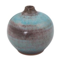 Ceramic bud vase, 'Turquoise Realm' (medium)