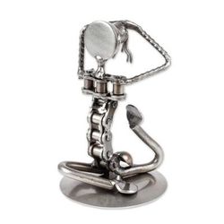 Pigeon Pose I,'Unique Yoga-Themed Recycled Metal Statuette'