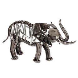 Mighty Rustic Elephant,'Rustic Recycled Auto Parts Elephant Sculpture'