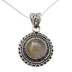 Golden Hair,'Rutilated Quartz Pendant Necklace in Sterling Silver'