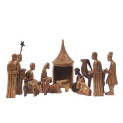 Jesus and the African Kings,'Wood nativity scene (14 Pieces)'