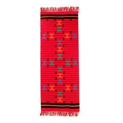 Festive Constellations,'Cotton Table Runner Red Handmade India'