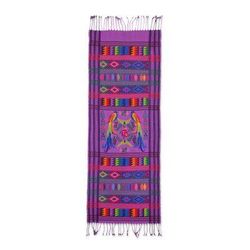 Cotton table runner, 'Lilac Quetzal'