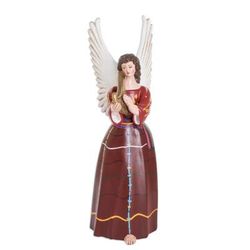 'Folk Art Ceramic Angel Sculpture Hand-Painted in Guatemala'
