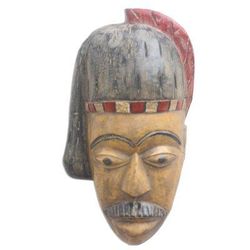 British Chief,'African Wood Mask of a British Colonial from Ghana'
