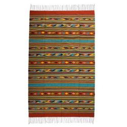 Harmony,'Handwoven Mexican Zapotec Area Rug (4x6.5)'