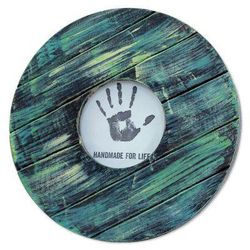 Rushing Waters,'Blue Colored Round Wood Photo Frame (4 in.) from India'