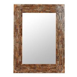 Wall mirror, 'Indian Wildflowers'