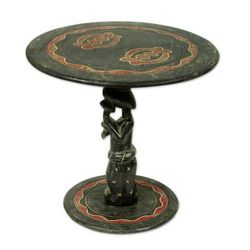 Wood accent table, 'Mother and Child'
