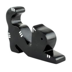 Black Cat,'Cat-Shaped Phone Stand in Black'
