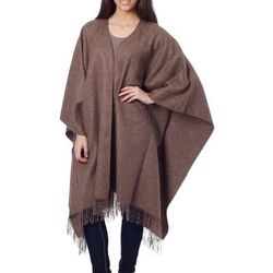 100% alpaca ruana, 'Lush Dark Brown'