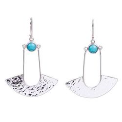Navajo Inspiration,'Hammered Sterling Earrings with Turquoise'