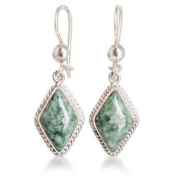 Light green jade dangle earrings, 'Maya Life'