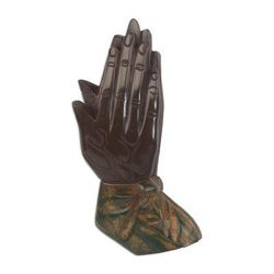 Let Us Pray,'Handcrafted Sese Wood Wall Sculpture of Hands from Ghana'