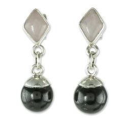 Life Power,'Handmade Jade and Rose Quartz Earrings'