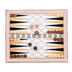 Ganga Star in Olive,'Embroidered Canvas Backgammon Set'