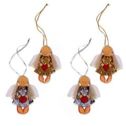 Heart Angels,'4 Artisan Crafted Angel with Hearts Holiday Ornaments Set'