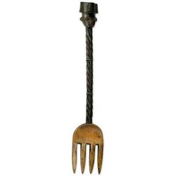 King's Fork,'Hand Carved Sese Wood Sculpture of a Fork With Royal Motif'