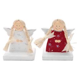 Cute Angels,'Hand Carved and Painted Wood Angel Decor (Pair)'