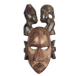 Two Heads,'Rustic African Wood mask Crafted in Ghana'