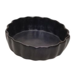 Ripple,'Handcrafted Black Ceramic Serving Bowl with Scalloped Rim'