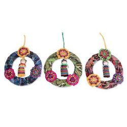 Joyful Friends,'Guatemalan Set of 3 Handcrafted Cotton Doll Ornaments'