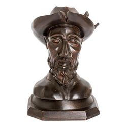 Bust of Don Quijote,'Cedar Wood Don Quijote Bust Sculpture from Guatemala'