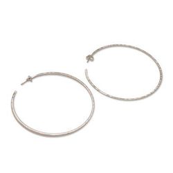 Hammered Shine,'Large Polished Hammered Half-Hoop Silver Earrings'