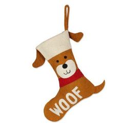 Woof,'Cute Wool Felt Puppy Dog Christmas Stocking'