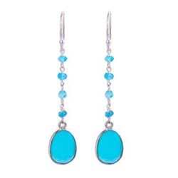 Raining Drops,'Chalcedony Multi-Stone Dangle Earrings from India'