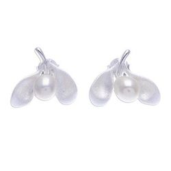 Fruit Tree,'Hand Crafted Cultured Pearl Drop Earrings'
