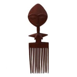 Akwaba Comb,'Hand Crafted Mahogany Wood Wall Art'