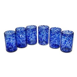 'Marine' (set of 6) - Unique Handblown Glass Water Tumblers Drinkware