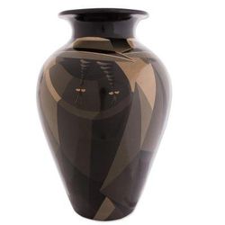 Sepia Women,'Ceramic Vase Cuzco Painted Folk Art'